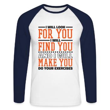 Physiothérapie Physiothérapie Thérapie - T-shirt baseball manches longues Homme - blanc/marine - Devant - Nik (191cm)