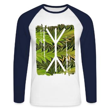 yggdrasil rune e 101 - Unisex Long Sleeve Baseball T-Shirt - white/navy - Front - Nik (191cm)