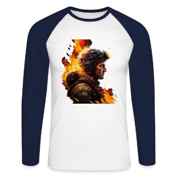 Firefighter - show your support - Unisex Long Sleeve Baseball T-Shirt - white/navy - Front - Nik (191cm)