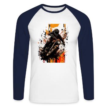 Dirtbike queen: montrez votre force sur le vélo! - T-shirt baseball manches longues Homme - blanc/marine - Devant - Nik (191cm)