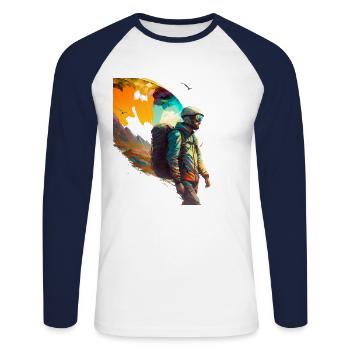 Held der Lüfte, Paraglider - Unisex Baseballshirt langarm - Weiß/Navy - Vorne - Nik (191cm)