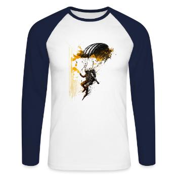 cooler Paraglider, über den Wolken - Unisex Baseballshirt langarm - Weiß/Navy - Vorne - Nik (191cm)
