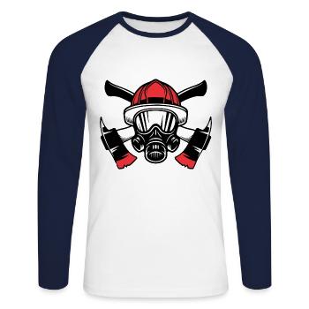 Äxte und Helm - Unisex Baseballshirt langarm - Weiß/Navy - Vorne - Nik (191cm)