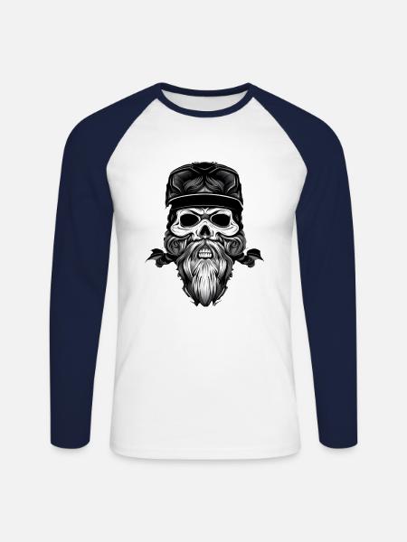Hardcore Biker - Unisex Baseballshirt langarm - Weiß/Navy