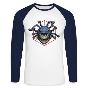 Donjons & Dragons / Dungeons & Dragons Beholder - T-shirt baseball manches longues Homme - blanc/marine - Devant - Nik (191cm)