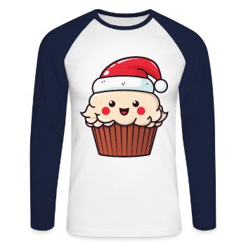 Muffin Cake Baking Christmas - Unisex Long Sleeve Baseball T-Shirt - white/navy - Front - Nik (191cm)