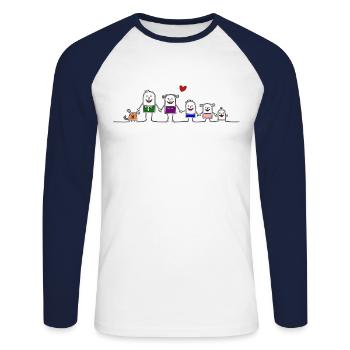 famille - T-shirt baseball manches longues Homme - blanc/marine - Devant - Nik (191cm)