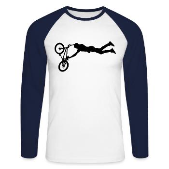 bmx - Unisex Baseballshirt langarm - Weiß/Navy - Vorne - Nik (191cm)