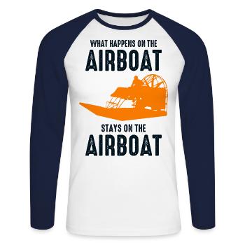 Airboat Fanboat Airboating Planeboat Swamp boat - Unisex Long Sleeve Baseball T-Shirt - white/navy - Front - Nik (191cm)