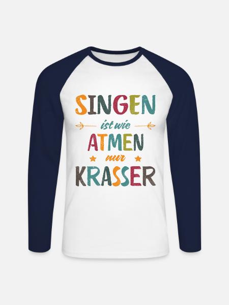 Singen ist wie Atmen nur krasser Retro - Unisex Baseballshirt langarm - Weiß/Navy