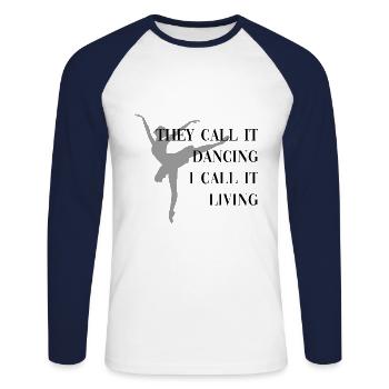 ballet - T-shirt baseball manches longues Homme - blanc/marine - Devant - Nik (191cm)