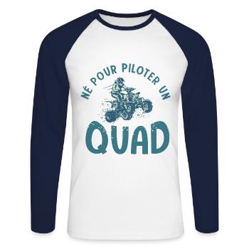 Quad né pour quad atv quad quad - T-shirt baseball manches longues Homme - blanc/marine - Devant - Nik (191cm)