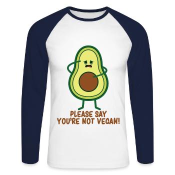 AVOCADO S'il vous plaît, dites que vous n'êtes pas végétalien! - T-shirt baseball manches longues Homme - blanc/marine - Devant - Nik (191cm)