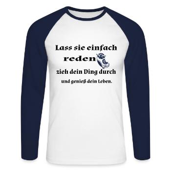 Lass sie einfach... - Unisex Baseballshirt langarm - Weiß/Navy - Vorne - Nik (191cm)