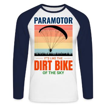 Motorschirmpilot Motorschirm Motorschirm Dirt Bike Gleitschirm - Unisex Baseballshirt langarm - Weiß/Navy - Vorne - Nik (191cm)