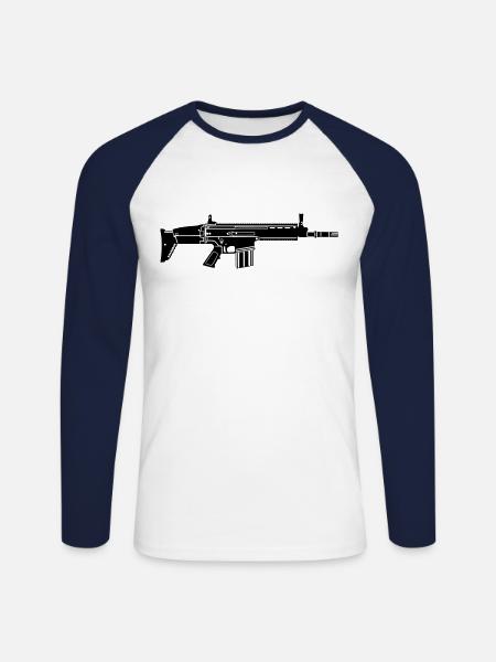 Gewehr - Unisex Baseballshirt langarm - Weiß/Navy