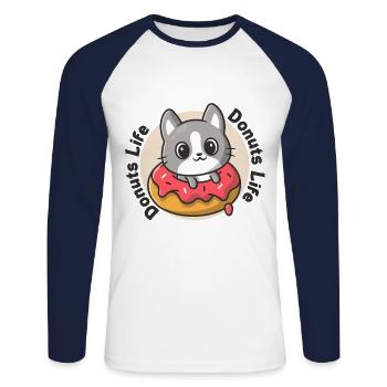 Donuts Life - lover - T-shirt baseball manches longues Homme - blanc/marine - Devant - Nik (191cm)