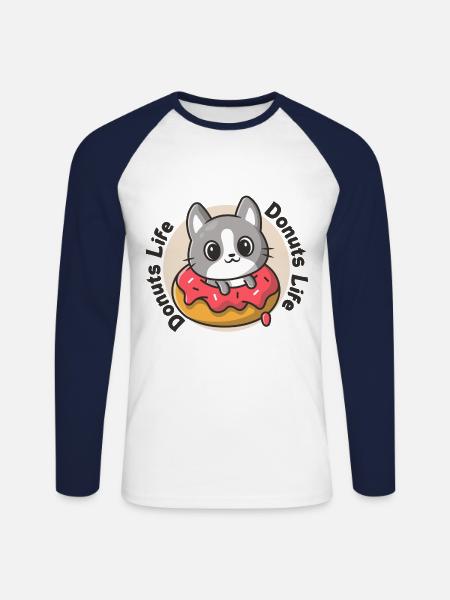 Life Donuts - lover - Unisex Long Sleeve Baseball T-Shirt - white/navy