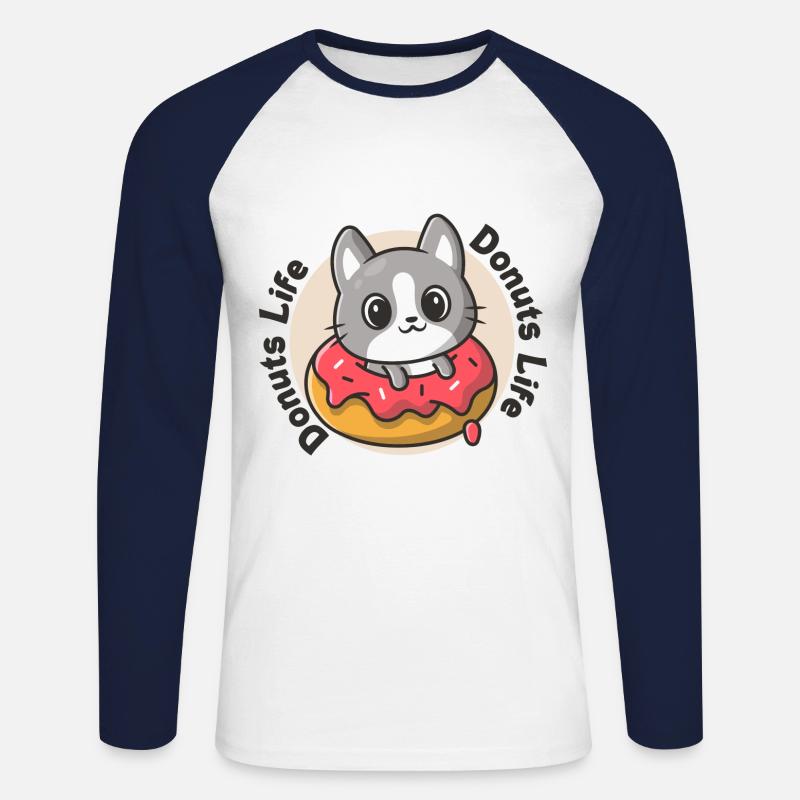 Donuts Life - lover - Unisex Baseballshirt langarm - Weiß/Navy