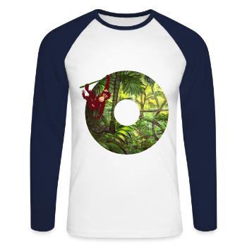 jungle avec affe o - T-shirt baseball manches longues Homme - blanc/marine - Devant - Nik (191cm)