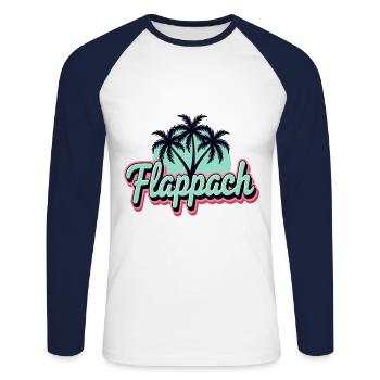 Flappach Ravensburg Palmen - Unisex Baseballshirt langarm - Weiß/Navy - Vorne - Nik (191cm)