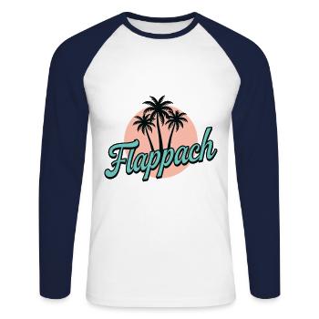 Flappach Ravensburg Palmen - Unisex Baseballshirt langarm - Weiß/Navy - Vorne - Nik (191cm)