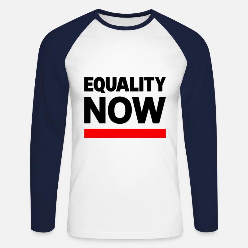 EQUALITY NOW Statement Spruch - Unisex Baseballshirt langarm - Weiß/Navy