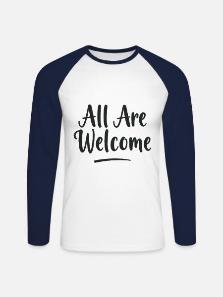 All Are Welcome - Unisex Long Sleeve Baseball T-Shirt - white/navy
