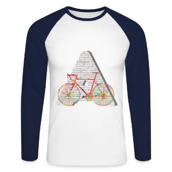 vélo e 249 a - T-shirt baseball manches longues Homme - blanc/marine - Devant - Nik (191cm)