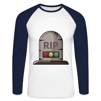 Ampel Ruhe in Frieden RIP - Unisex Baseballshirt langarm - Weiß/Navy - Vorne - Nik (191cm)