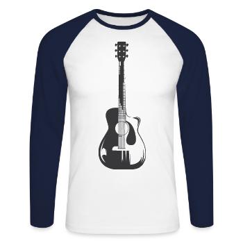 Western Gitarre Symbol icon Gitarrist Musik - Unisex Baseballshirt langarm - Weiß/Navy - Vorne - Nik (191cm)