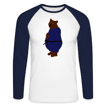 taekwondo bear - T-shirt baseball manches longues Homme - blanc/marine - Devant - Nik (191cm)