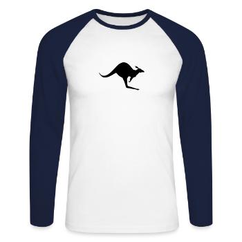 Känguru - Unisex Baseballshirt langarm - Weiß/Navy - Vorne - Nik (191cm)