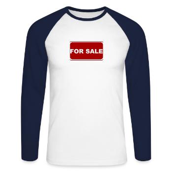 FOR SALE - Unisex Baseballshirt langarm - Weiß/Navy - Vorne - Nik (191cm)