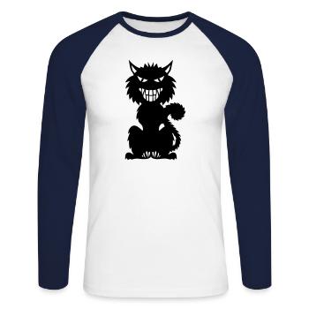 schwarze katze katze mechant 8 - Unisex Baseballshirt langarm - Weiß/Navy - Vorne - Nik (191cm)