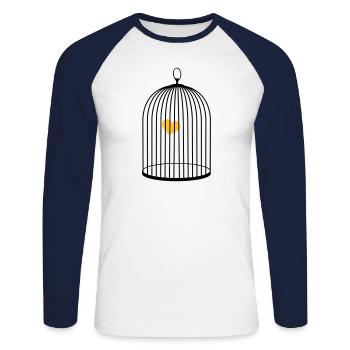 flying heart with wings caught in cage - Unisex Long Sleeve Baseball T-Shirt - white/navy - Front - Nik (191cm)