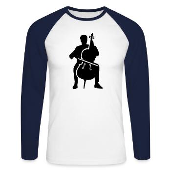 violoncelle - T-shirt baseball manches longues Homme - blanc/marine - Devant - Nik (191cm)