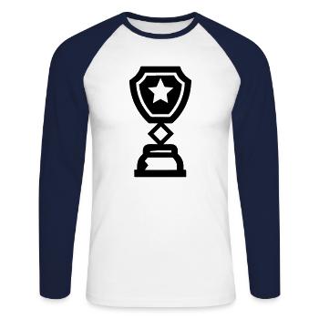 trophée - T-shirt baseball manches longues Homme - blanc/marine - Devant - Nik (191cm)