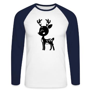 Deer - Unisex Long Sleeve Baseball T-Shirt - white/navy - Front - Nik (191cm)