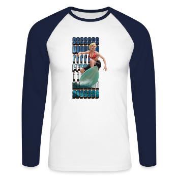 Surfing girl - Unisex Baseballshirt langarm - Weiß/Navy - Vorne - Nik (191cm)