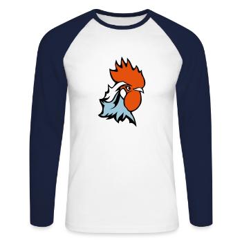 coq embleme france drapeau supporter 25 - T-shirt baseball manches longues Homme - blanc/marine - Devant - Nik (191cm)