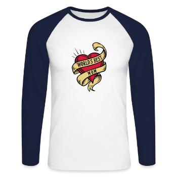 world's best mom - Meilleur maman du monde - T-shirt baseball manches longues Homme - blanc/marine - Devant - Nik (191cm)