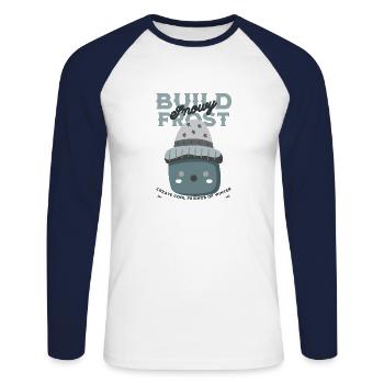 BUILD SNOWY FROST - Unisex Baseballshirt langarm - Weiß/Navy - Vorne - Nik (191cm)