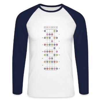 Guitar fretboard - Unisex Long Sleeve Baseball T-Shirt - white/navy - Front - Nik (191cm)