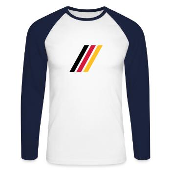 german stripe flag - Unisex Long Sleeve Baseball T-Shirt - white/navy - Front - Nik (191cm)