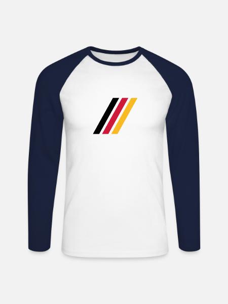 german stripe flag - Unisex Long Sleeve Baseball T-Shirt - white/navy