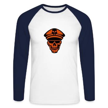death head kepi marine skeleton - Unisex Long Sleeve Baseball T-Shirt - white/navy - Front - Nik (191cm)