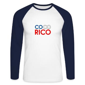 cocorico - T-shirt baseball manches longues Homme - blanc/marine - Devant - Nik (191cm)