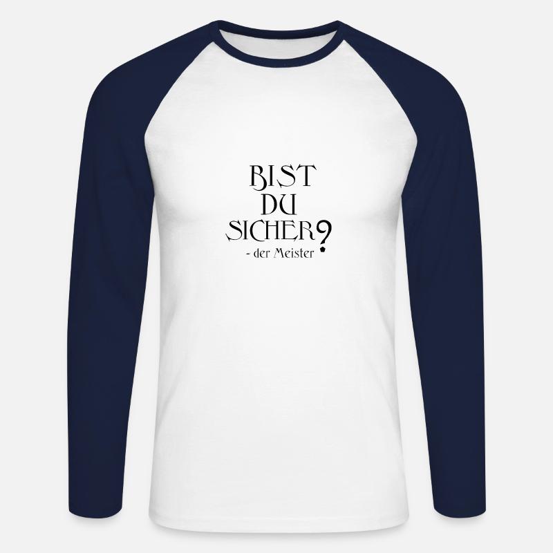 bist du sicher black - Unisex Baseballshirt langarm - Weiß/Navy