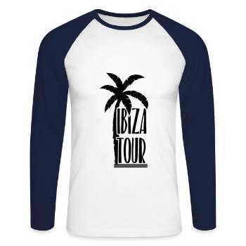 Ibiza - Unisex Long Sleeve Baseball T-Shirt - white/navy - Front - Nik (191cm)